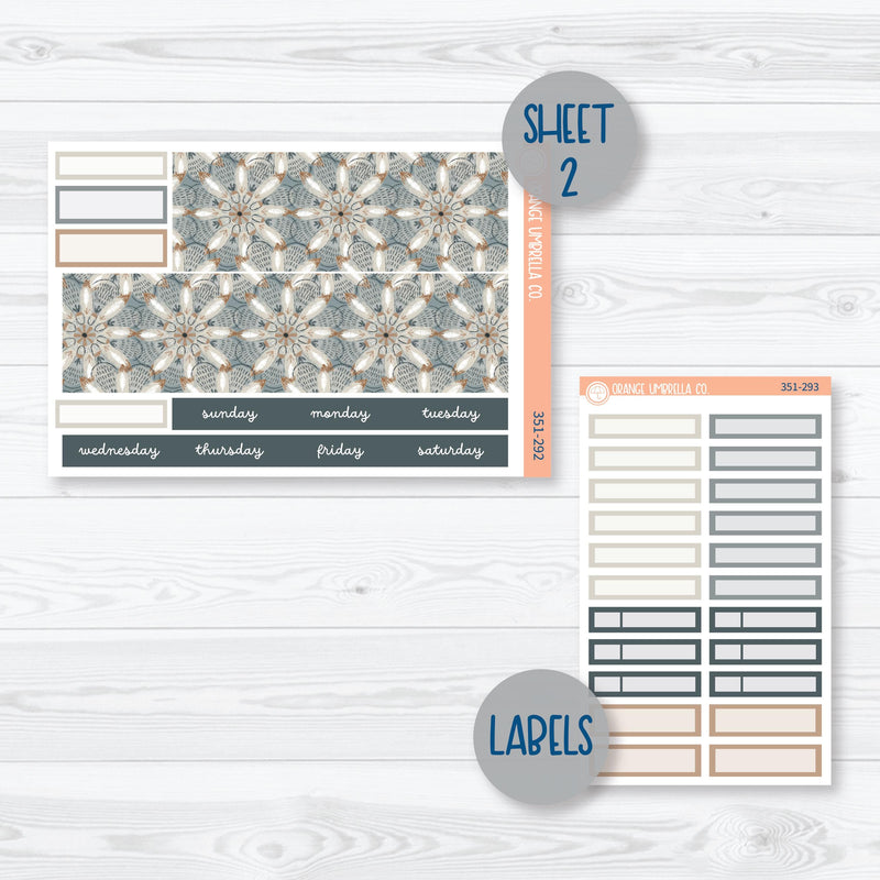 Neutral Florals And Shapes | Hobonichi Cousin Monthly Planner Kit Stickers | Serenity | 351-291