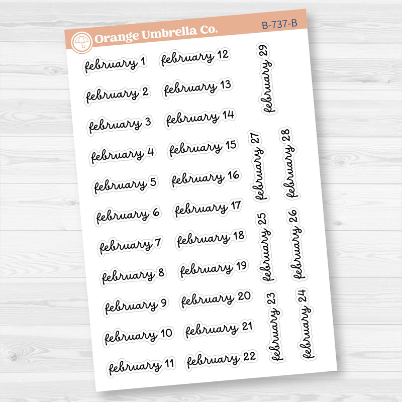 Dates of the Month Planner Stickers and Labels | F16 Script | B-736-741-B