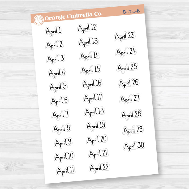 Dates of the Month Planner Stickers and Labels | F16 Print | B-748-753-B