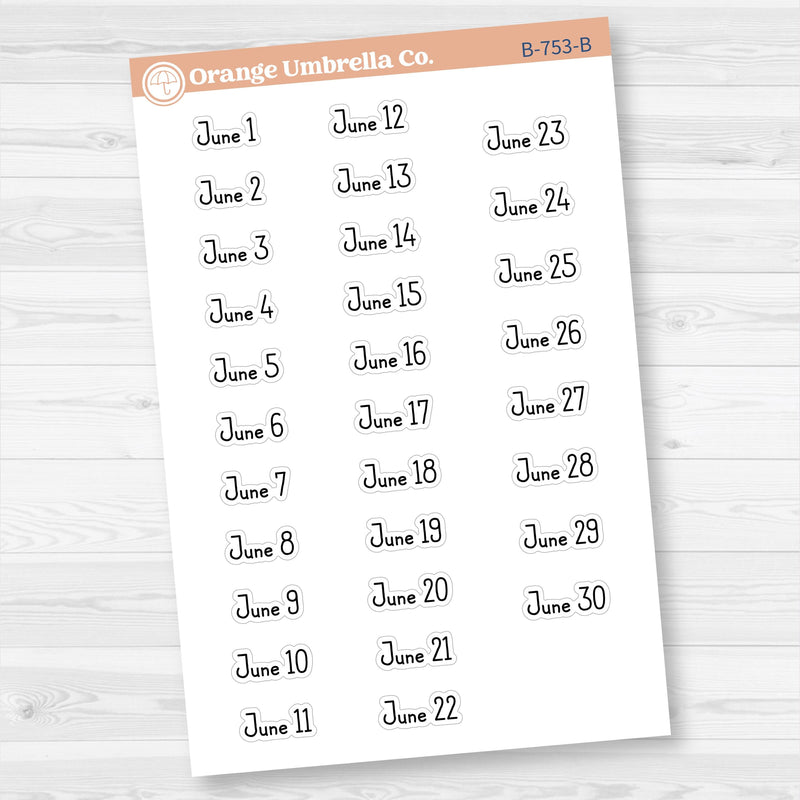 Dates of the Month Planner Stickers and Labels | F16 Print | B-748-753-B