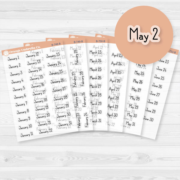 Dates of the Month Planner Stickers and Labels | F16 Print Clear Matte | B-748-753-BCM