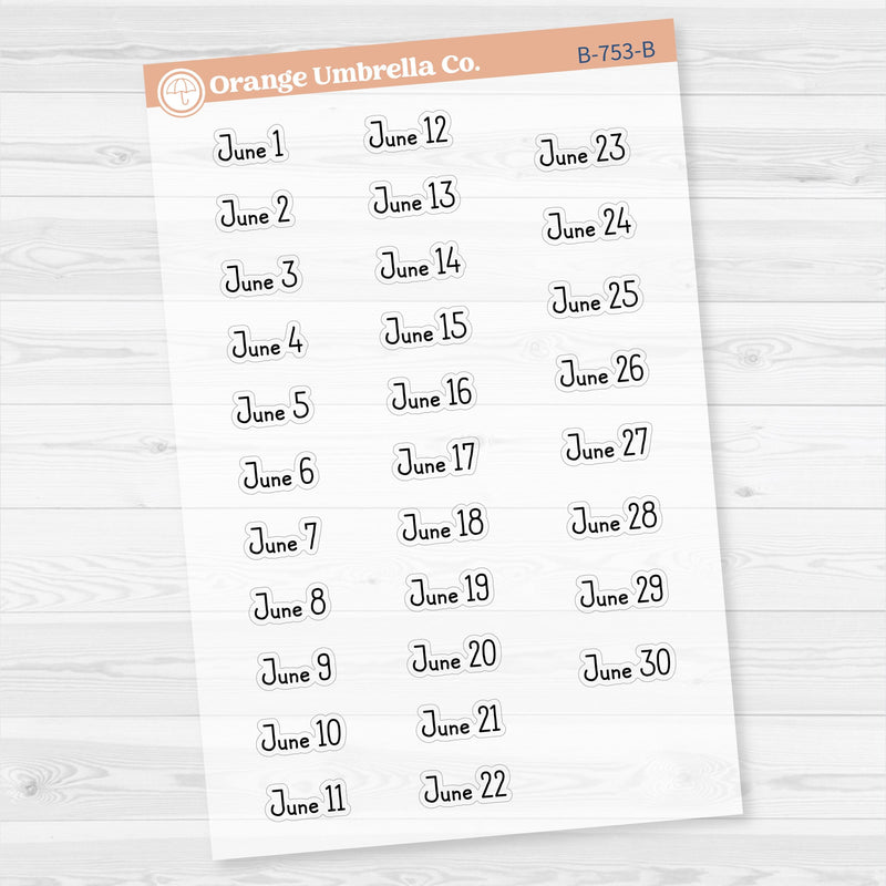 Dates of the Month Planner Stickers and Labels | F16 Print Clear Matte | B-748-753-BCM