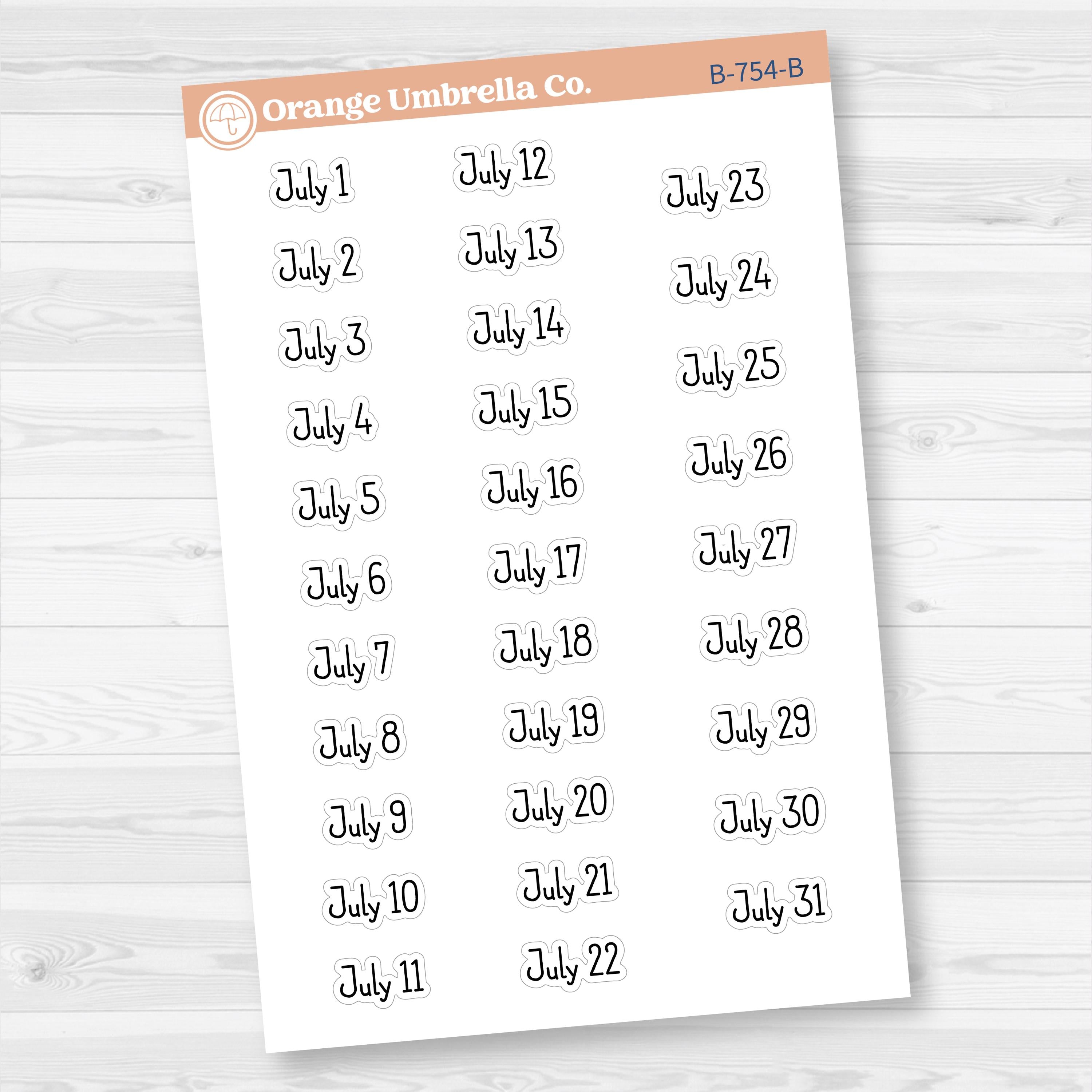 Dates of the Month Planner Stickers and Labels | F16 Print | B-754-759-B