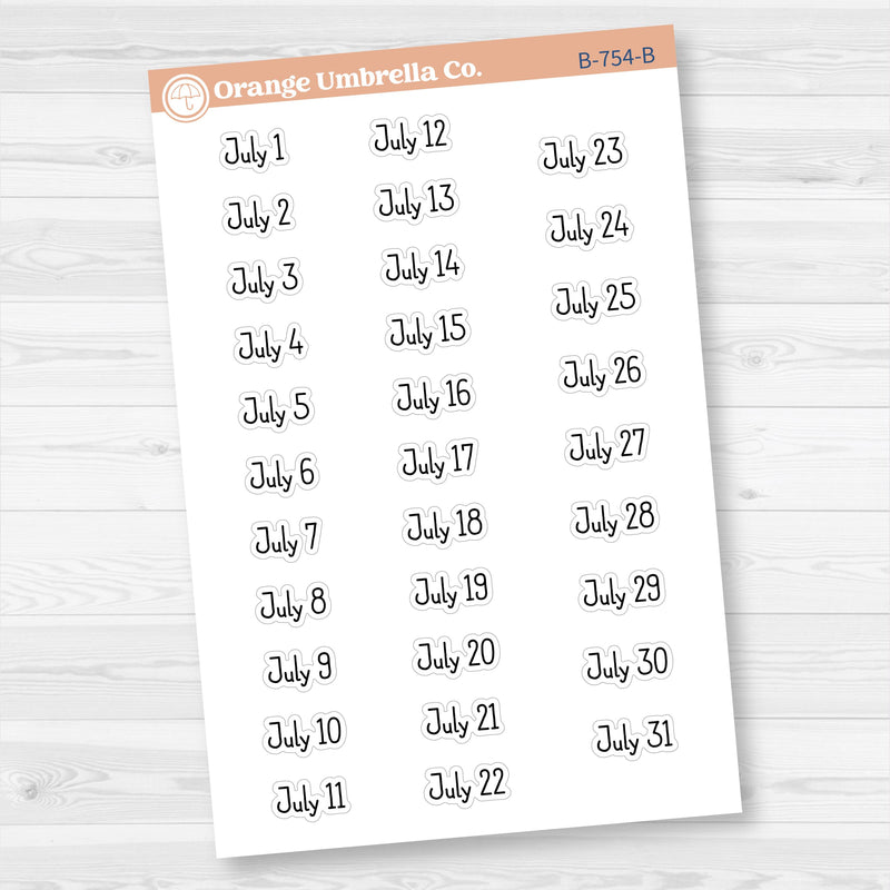 Dates of the Month Planner Stickers and Labels | F16 Print | B-754-759-B