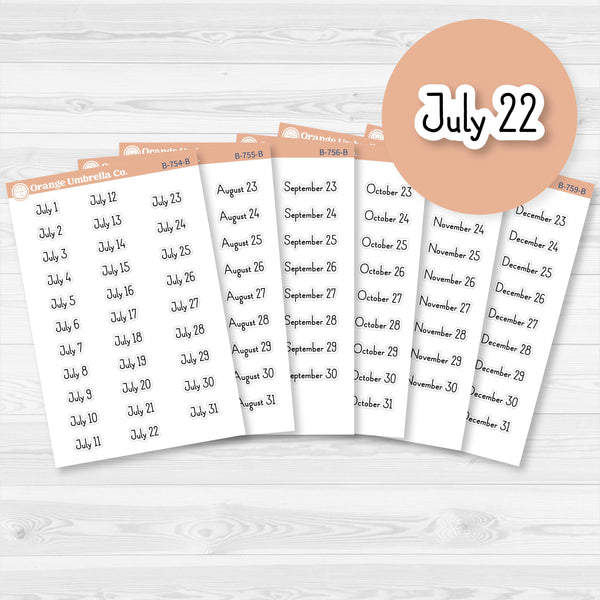 Dates of the Month Planner Stickers and Labels | F16 Print | B-754-759-B