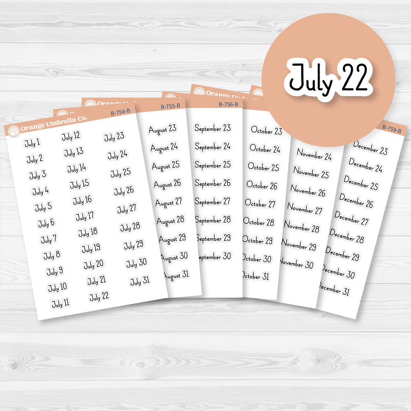 Dates of the Month Planner Stickers and Labels | F16 Print | B-754-759-B