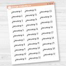 Dates of the Month Planner Stickers and Labels | FC17 Script | B-760-765-B