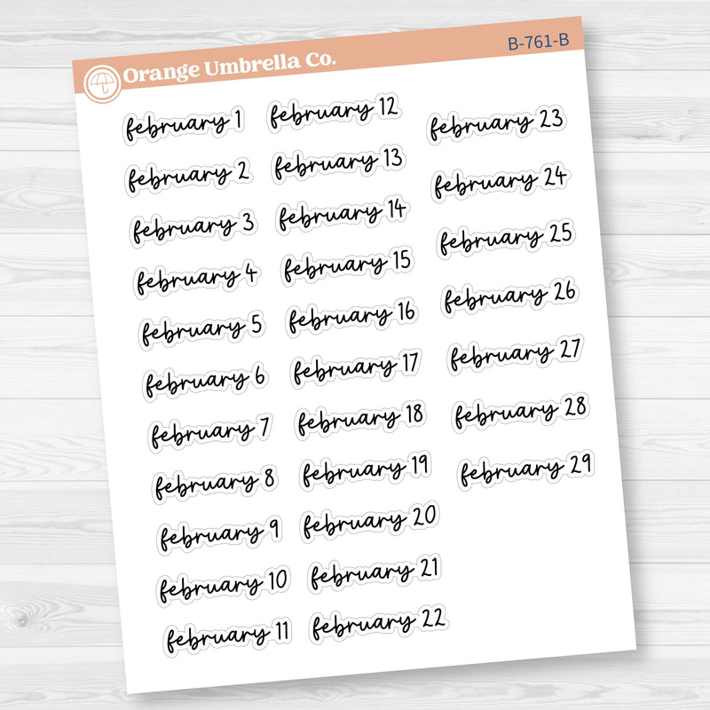 Dates of the Month Planner Stickers and Labels | FC17 Script | B-760-765-B