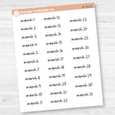 Dates of the Month Planner Stickers and Labels | FC17 Script | B-760-765-B