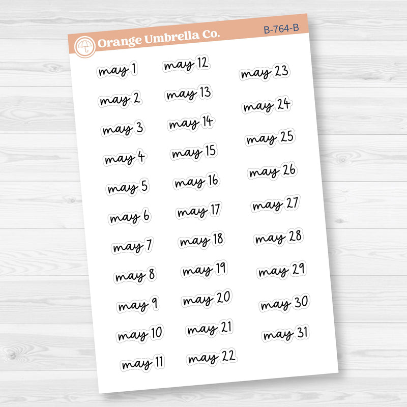 Dates of the Month Planner Stickers and Labels | FC17 Script | B-760-765-B