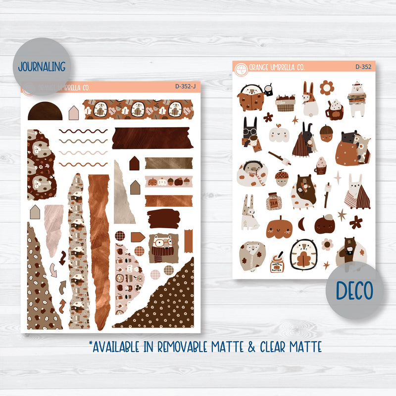 Winter Animals | Kit Deco Journaling Planner Stickers | Hibernate | D-352