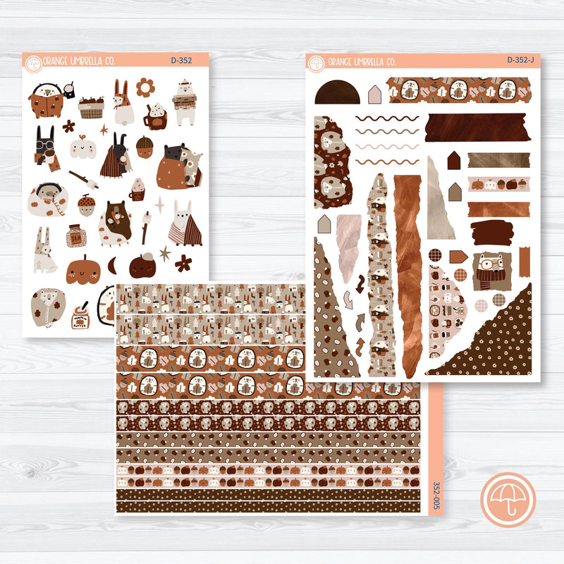 Winter Animals | Kit Deco Journaling Planner Stickers | Hibernate | D-352