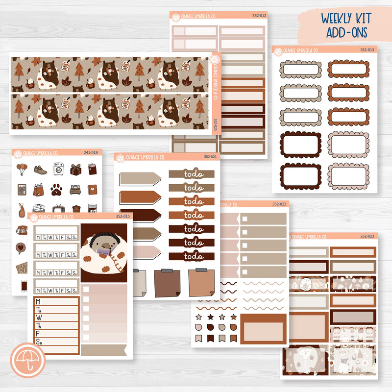 Winter Animals Kit | Weekly Add-On Planner Kit Stickers | Hiberate | 352-012