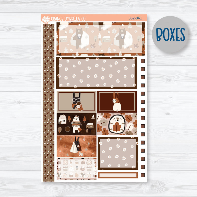 Winter Animals Kit | Plum Vertical Priorities 7x9 Planner Kit Stickers | Hibernate | 352-041