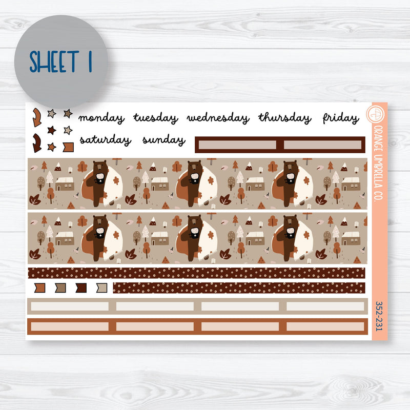 Winter Animals Kit | 8.5x11 Plum Monthly Planner Kit Stickers | Hibernate | 352-231