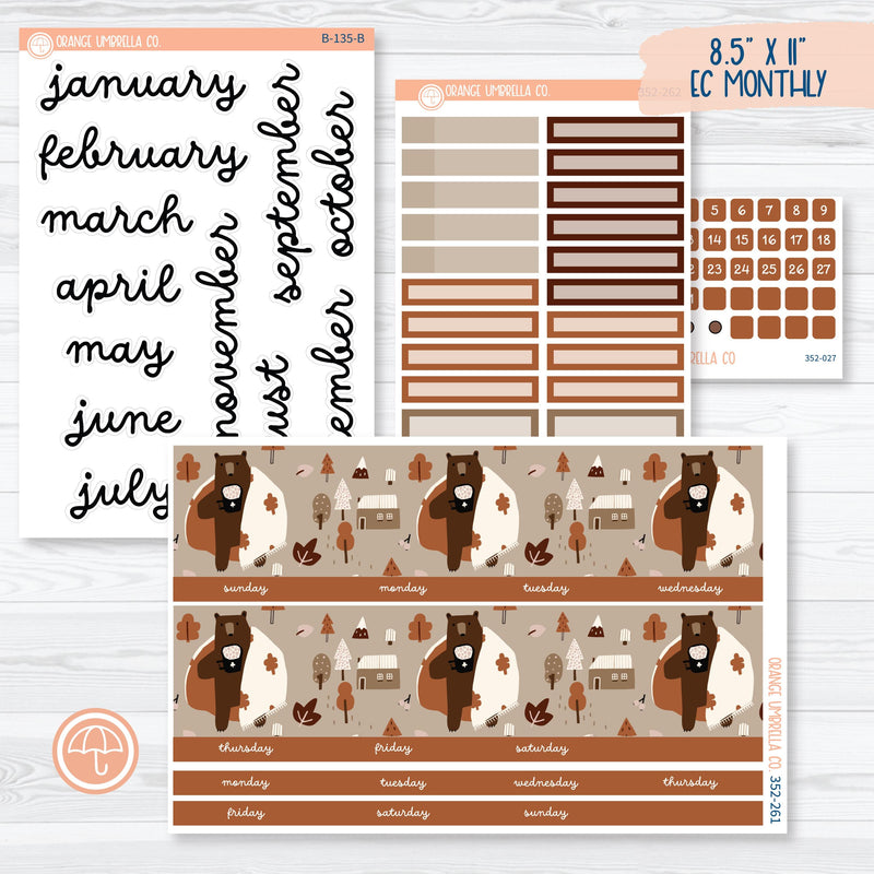 Winter Animals Kit | 8.5 ECLP Monthly Planner Kit Stickers | Hibernate | 352-261