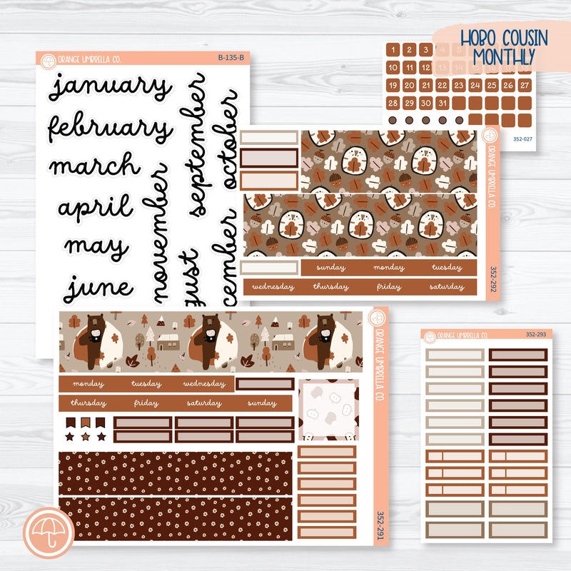 Winter Animals Kit | Hobonichi Cousin Monthly Planner Kit Stickers | Hibernate | 352-291