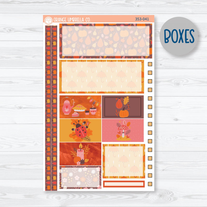 Autumn Vibes Kit | Plum Vertical Priorities 7x9 Planner Kit Stickers | Fall Around | 353-041