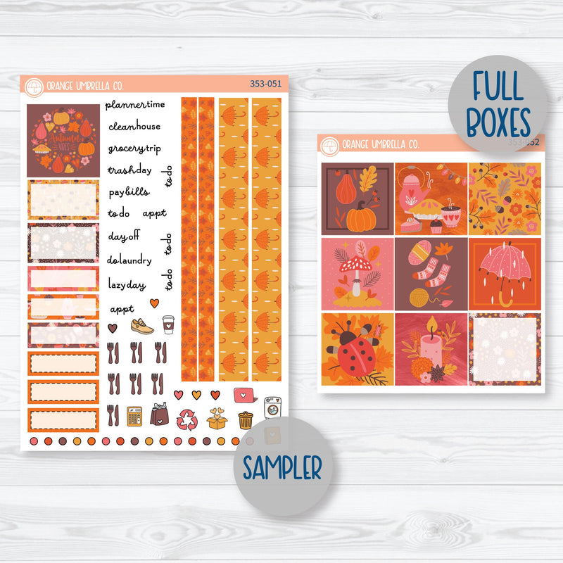 Autumn Vibes Kit | Hobonichi Cousin Planner Kit Stickers | Fall Around | 353-051