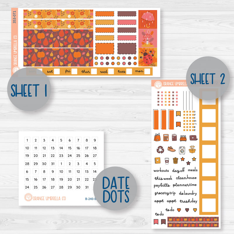 Autumn Vibes Kit | Hobonichi Weeks Planner Kit Stickers | Fall Around | 353-071