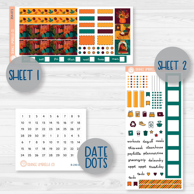 Fall Foliage Kit | Hobonichi Weeks Planner Kit Stickers | Autumn Jewels | 354-071