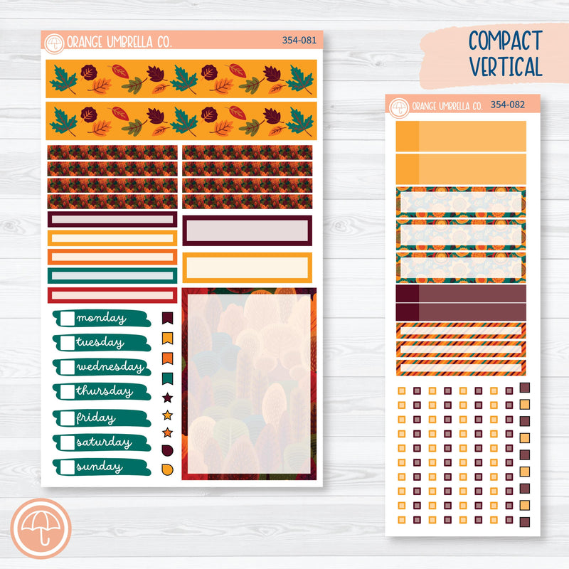 Fall Foliage Kit | A5 Compact Vertical Planner Kit Stickers for Erin Condren | Autumn Jewels | 354-081