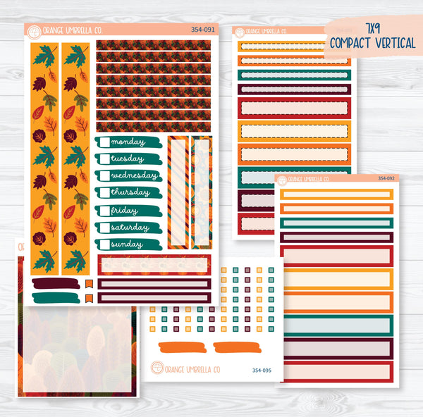 Fall Foliage Kit | 7x9 Compact Vertical Planner Kit Stickers | Autumn Jewels | 354-091