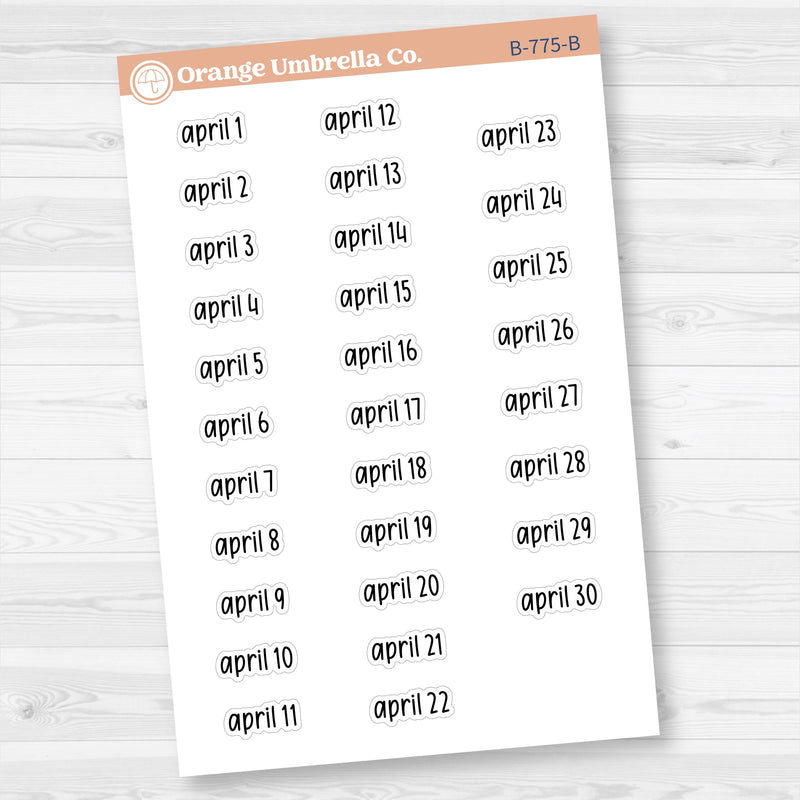 Dates of the Month Planner Stickers and Labels | F17 Print | B-772-777-B