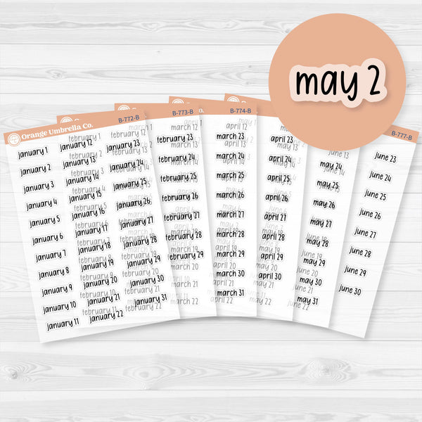 Dates of the Month Planner Stickers and Labels | F17 Print Clear Matte | B-772-777-BCM