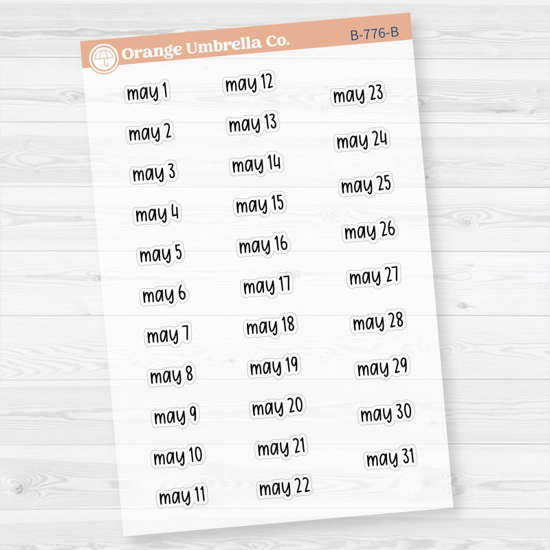 Dates of the Month Planner Stickers and Labels | F17 Print Clear Matte | B-772-777-BCM