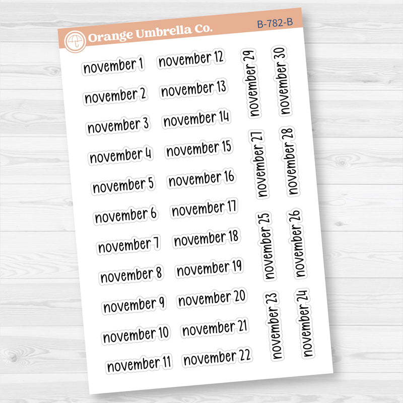 Dates of the Month Planner Stickers and Labels | F17 Print | B-778-783-B