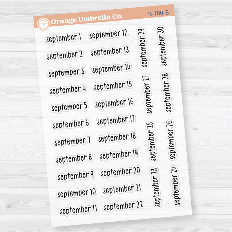 Dates of the Month Planner Stickers and Labels | F17 Print Clear Matte | B-778-783-BCM