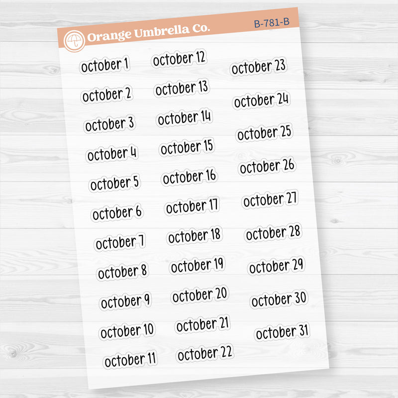 Dates of the Month Planner Stickers and Labels | F17 Print Clear Matte | B-778-783-BCM