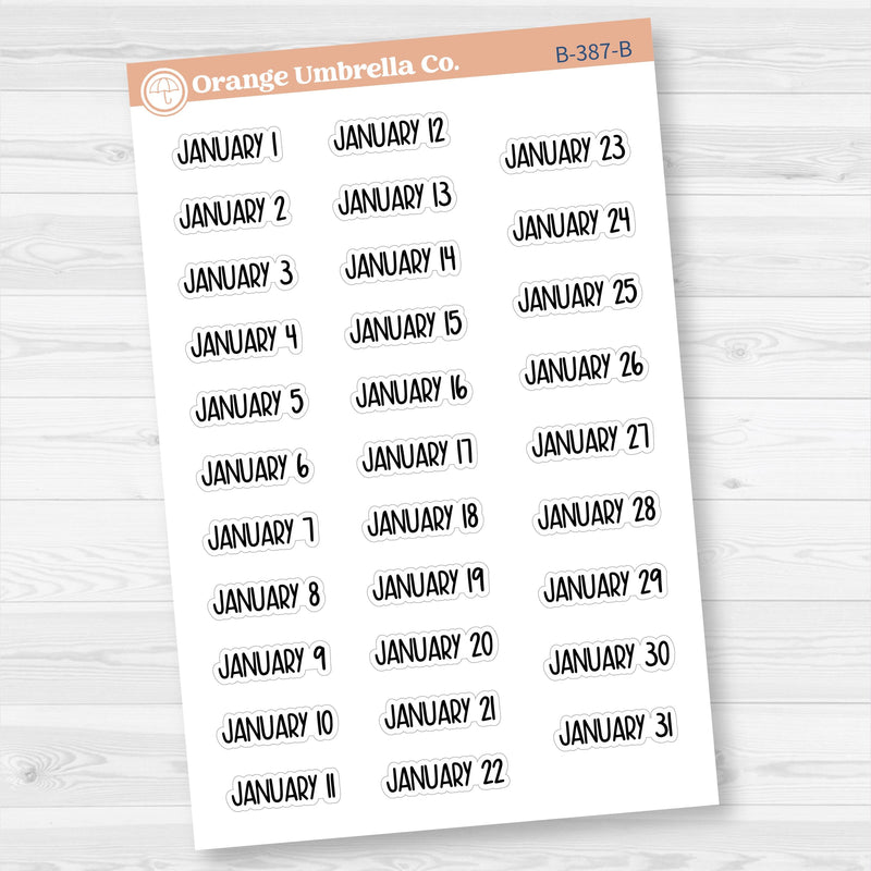 Dates of the Month Planner Stickers and Labels | F8 | B-387-392-B