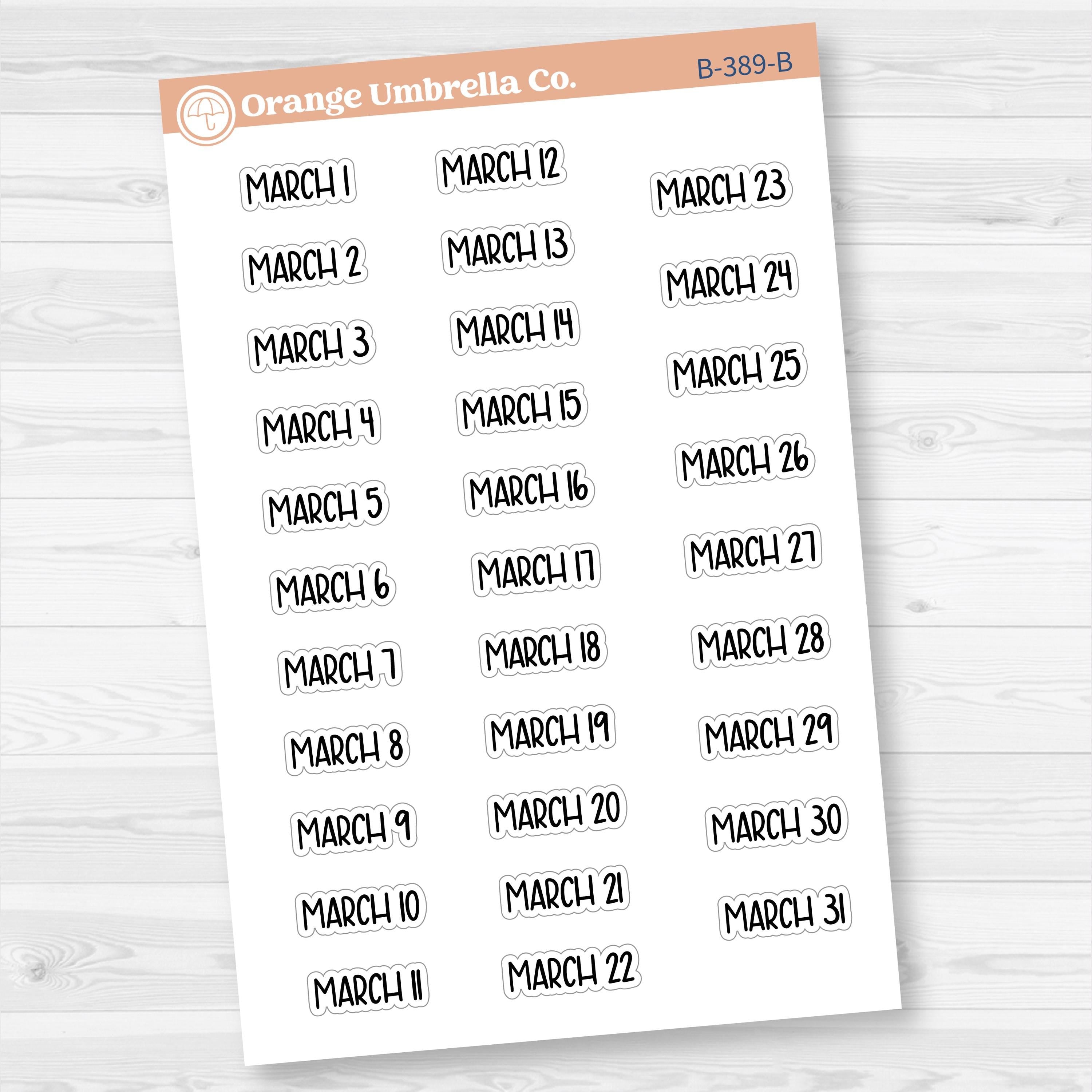 Dates of the Month Planner Stickers and Labels | F8 | B-387-392-B