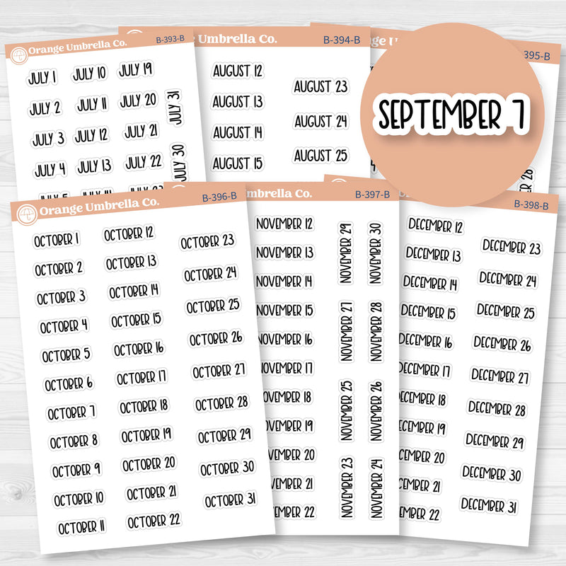 Dates of the Month Planner Stickers and Labels | F8 | B-393-398-B