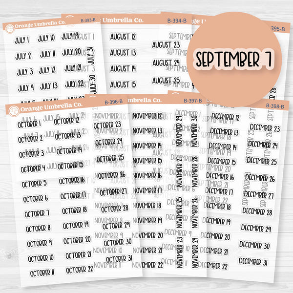 Dates of the Month Planner Stickers and Labels | F8 Clear Matte | B-393-398-BCM