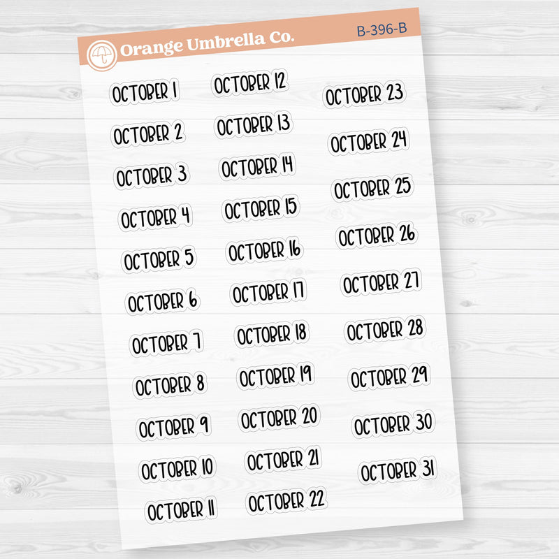 Dates of the Month Planner Stickers and Labels | F8 Clear Matte | B-393-398-BCM