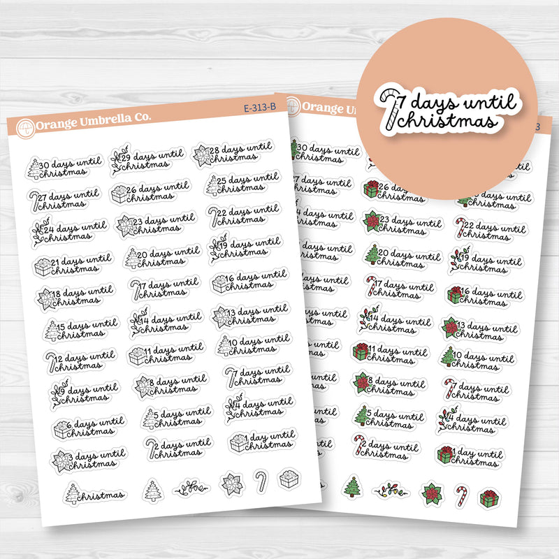 Christmas Icon Countdown Planner Stickers | F16 | E-313