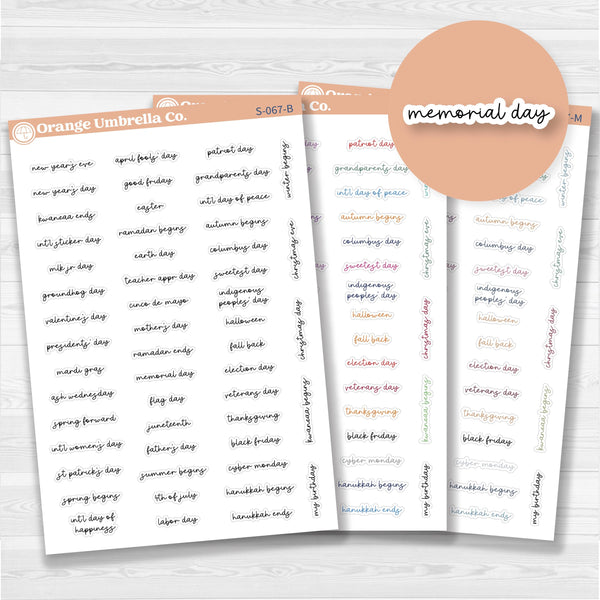 US Holiday Jen Plans Script Planner Stickers | F17 Script | S-067