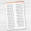 Dates of the Month - Jan-Jun 2025 Planner Stickers | F17 Print Clear Matte | B-784-789-BCM