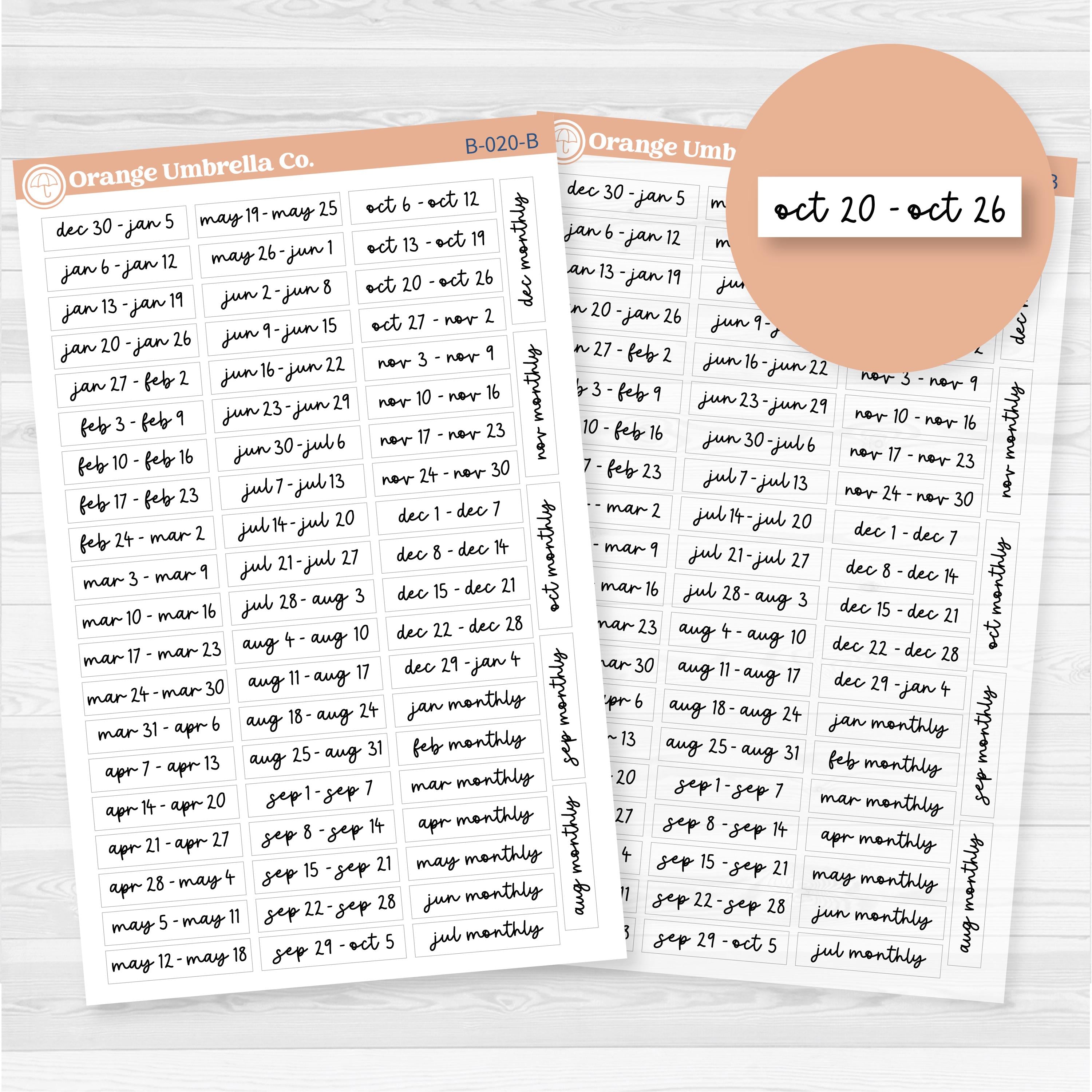 2025 Kit Binder Storage Weeks & Months | F17 Script | B-020