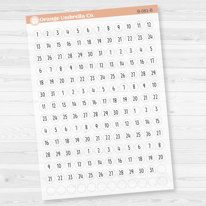 5 Months of Date Dots Covers Planner Stickers | F17 Print Clear Matte | B-080-B-081-BCM