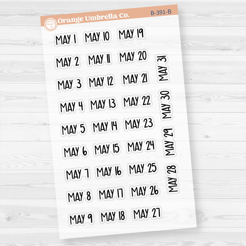 Dates of the Month Planner Stickers and Labels | F8 Clear Matte | B-387-392-BCM