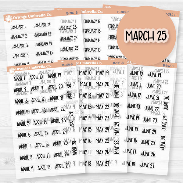 Dates of the Month Planner Stickers and Labels | F8 Clear Matte | B-387-392-BCM