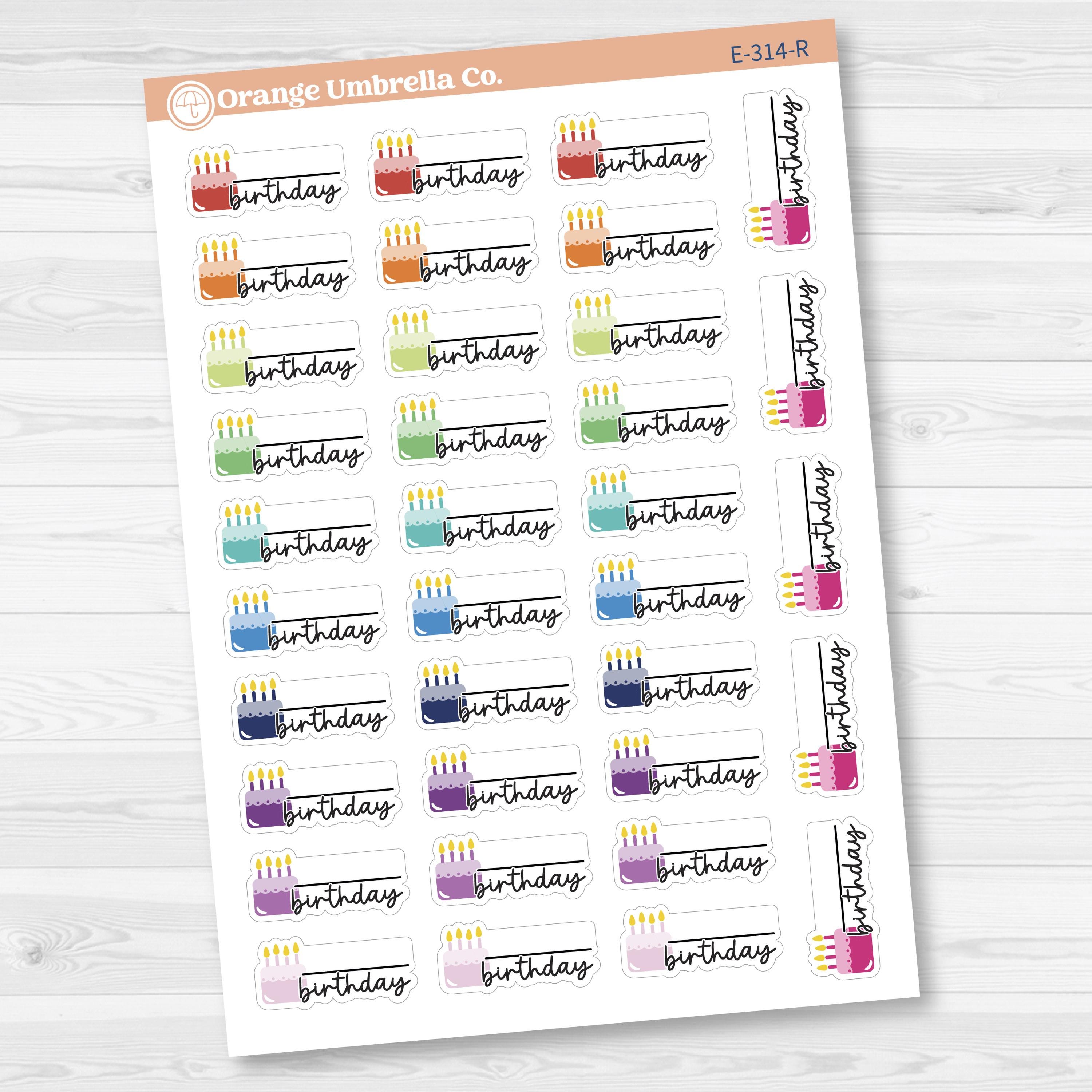 Birthday Fill In Cake & Candles Icon Script Planner Stickers | F17 | E-314