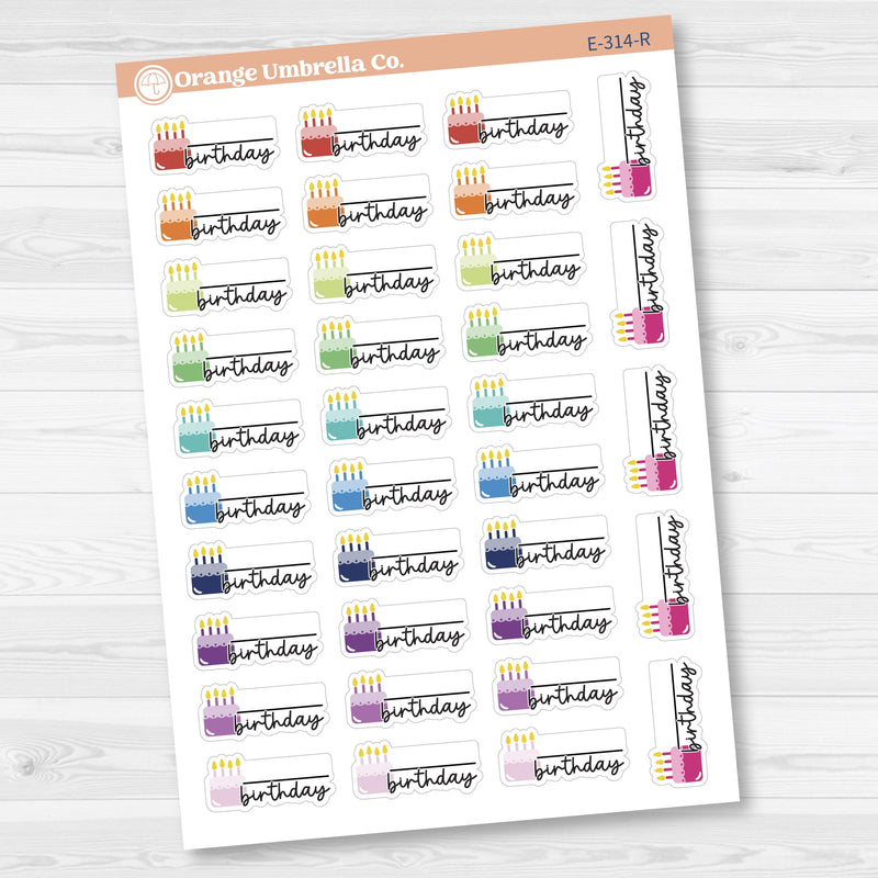 Birthday Fill In Cake & Candles Icon Script Planner Stickers | F17 | E-314