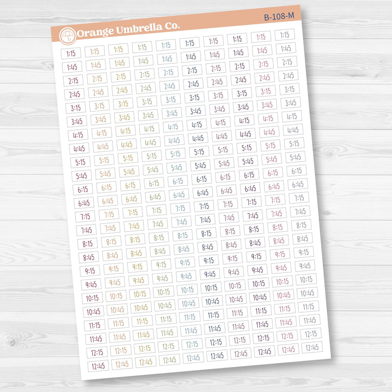 Time - Quarter/3-Quarter Hour Script Planner Stickers | F17 Print | B-108