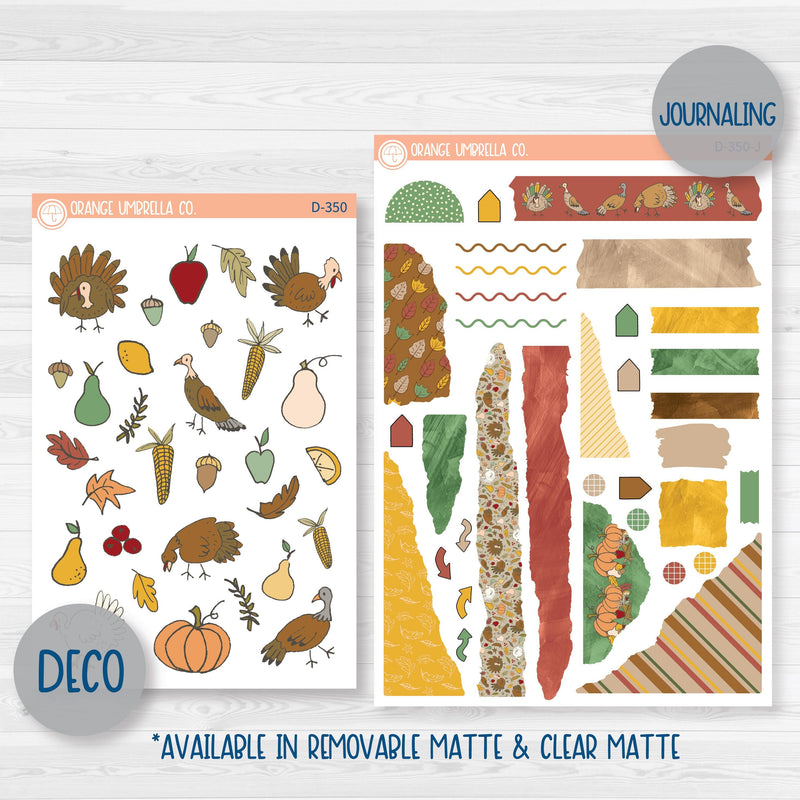 Thanksgiving Planner Kit | Weekly Planner Kit Stickers | Turkey Trot | 350-001