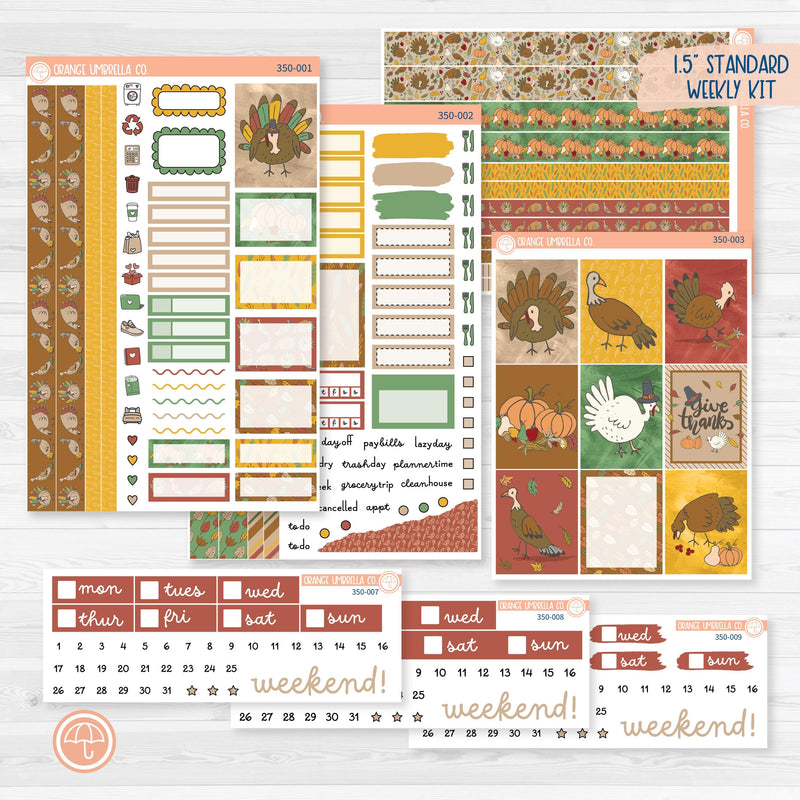 Thanksgiving Planner Kit | Weekly Planner Kit Stickers | Turkey Trot | 350-001